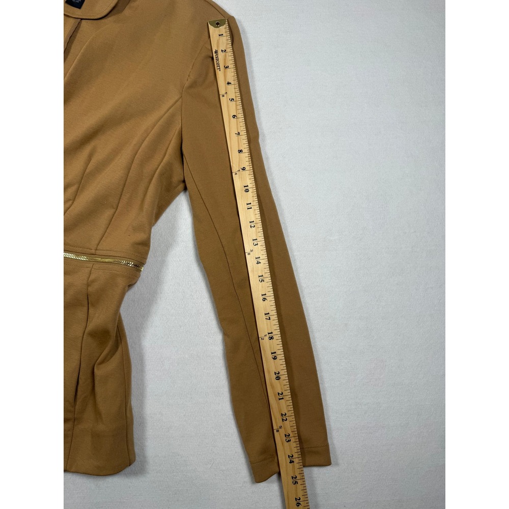 Grace Elements Womens XL Tan Zipper Waist Hook Eye Open Front Blazer Jacket - Picture 9 of 11